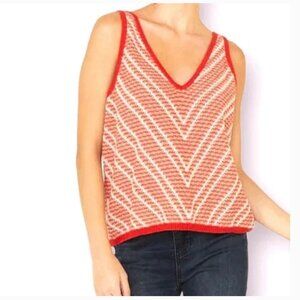 Wrangler Retro Chevron Knit Tank Top Red V-Neck Medium